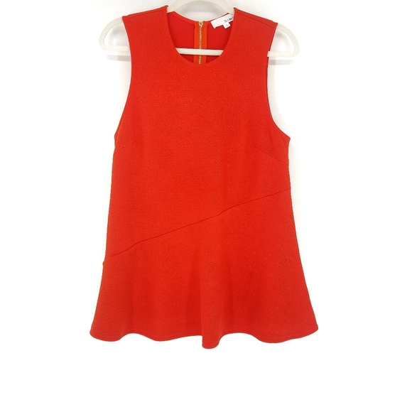 Isla Maude Tops - Isla Maude Red Sleeveless Zip Back Peplum Blouse